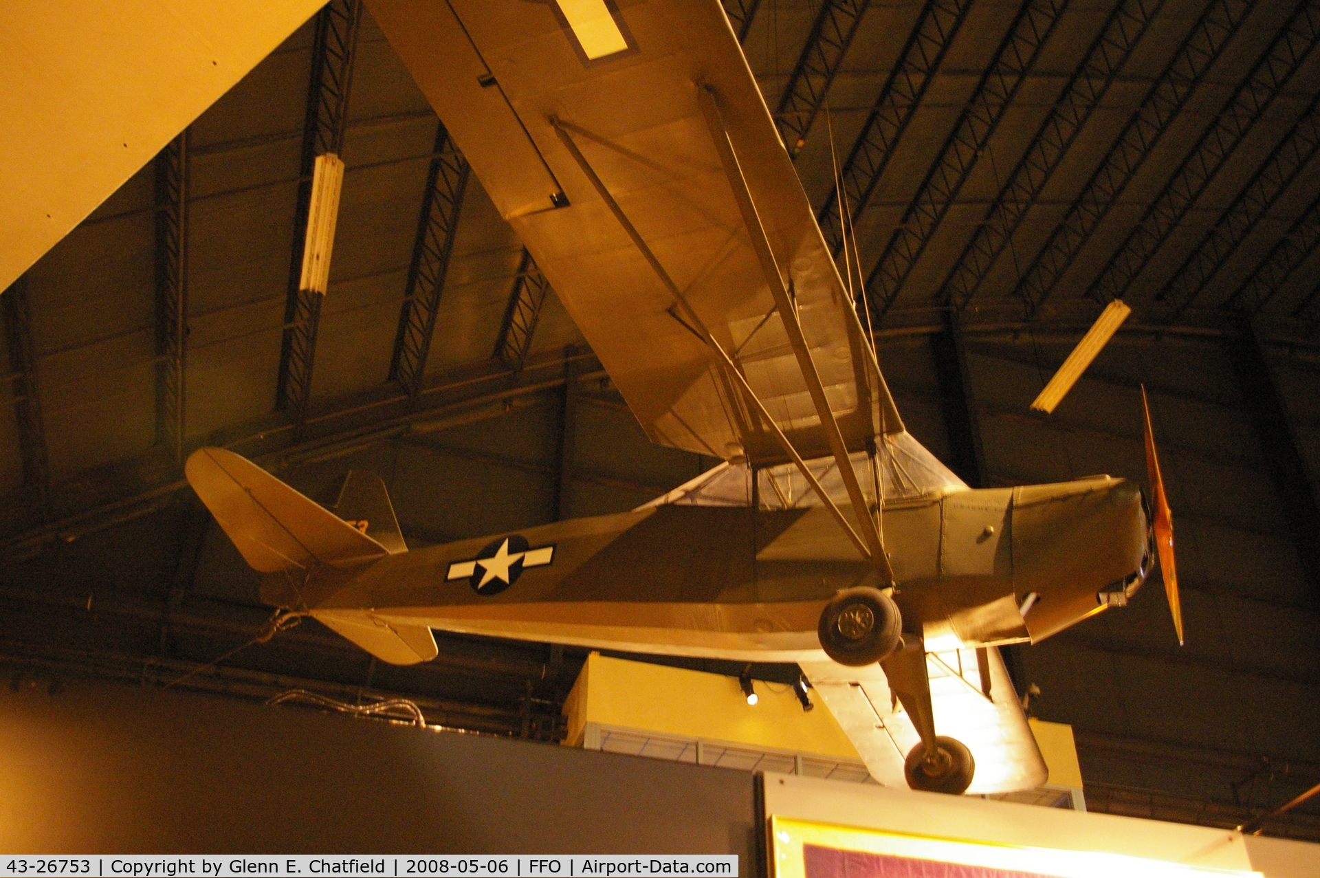 43-26753, 1943 Taylorcraft L-2M Grasshopper C/N L-6065?, Hanging from the ceiling in the National Museum of the U.S. Air Force