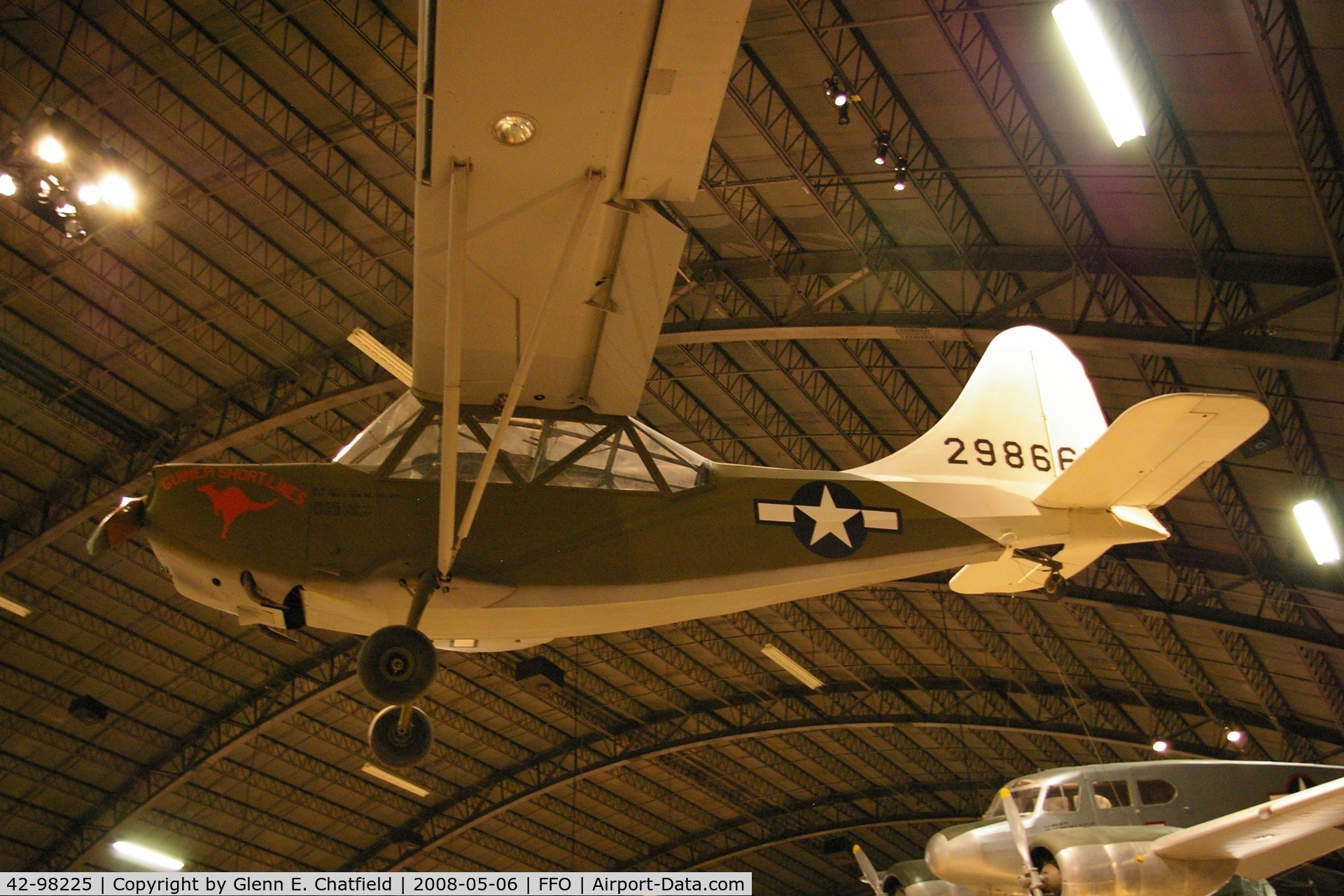 42-98225, 1942 Stinson L-5 Sentinel C/N 76-466, Hanging from the ceiling in the National Museum of the U.S. Air Force