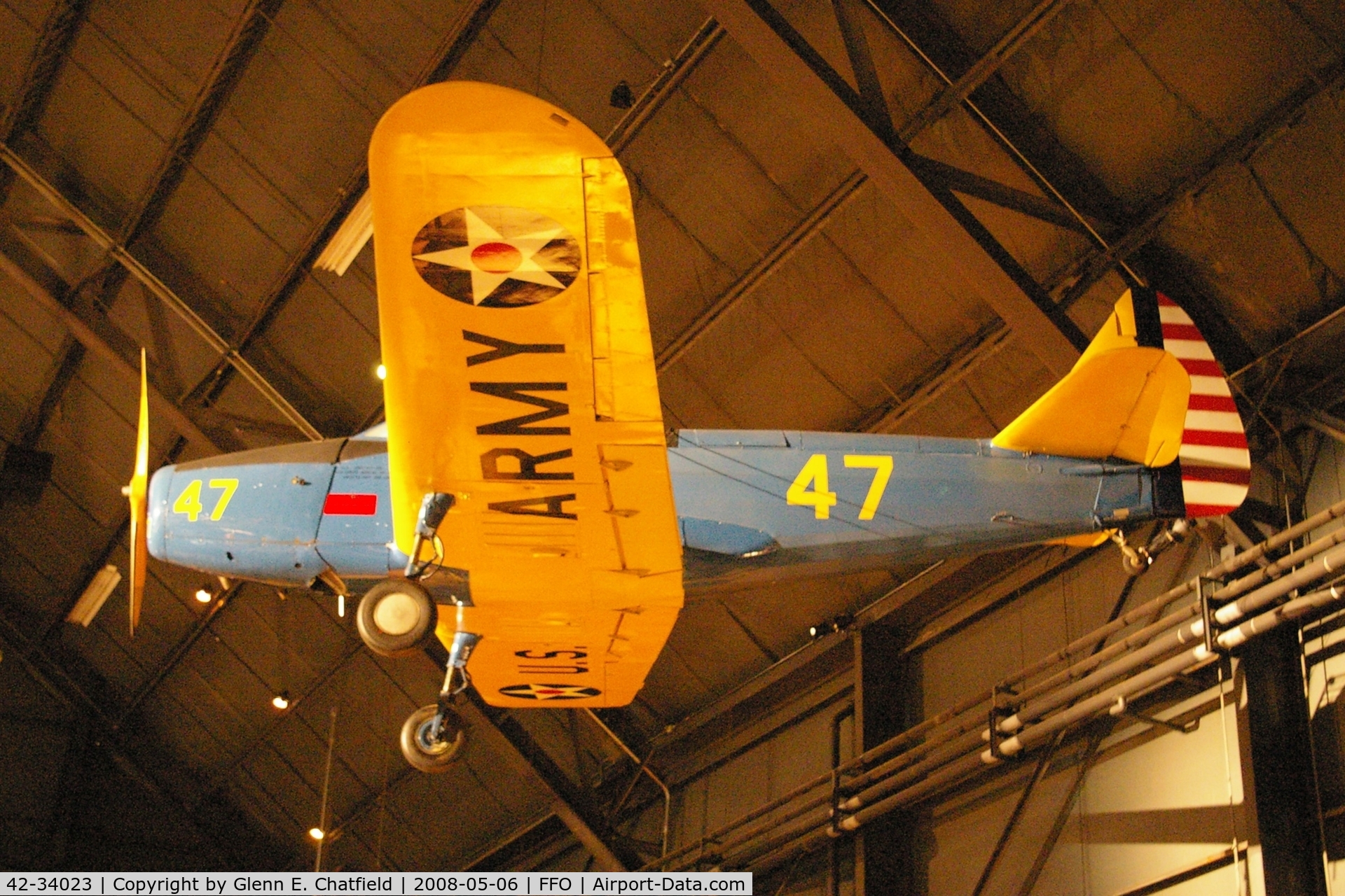 42-34023, 1942 Fairchild PT-19A-FA C/N TA42-3589, Hanging from the ceiling in the National Museum of the U.S. Air Force