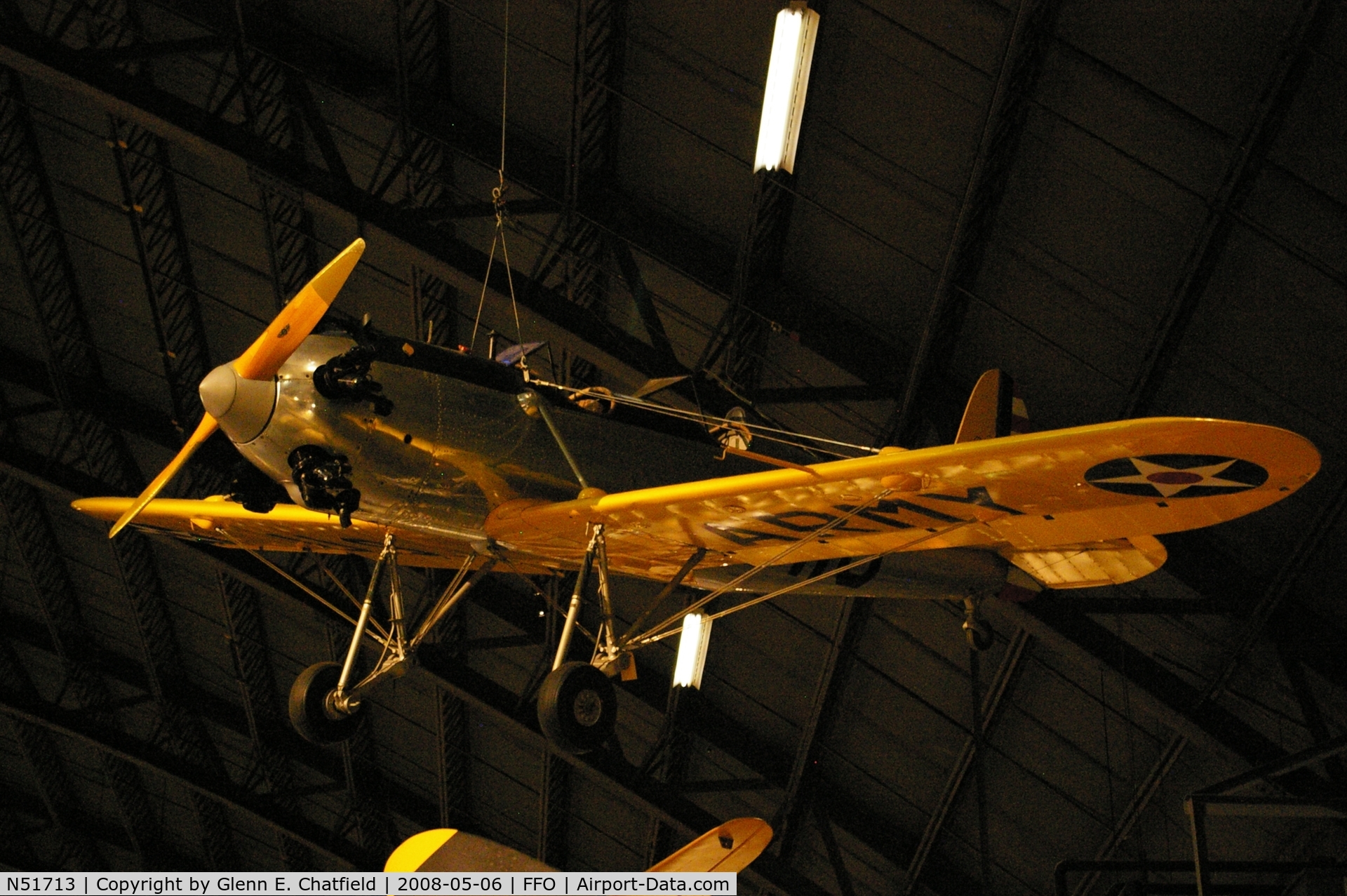 N51713, 1942 Ryan PT-22C Recruit (ST3KR) C/N 1750, PT-22 41-15721 Hanging from the ceiling in the National Museum of the U.S. Air Force