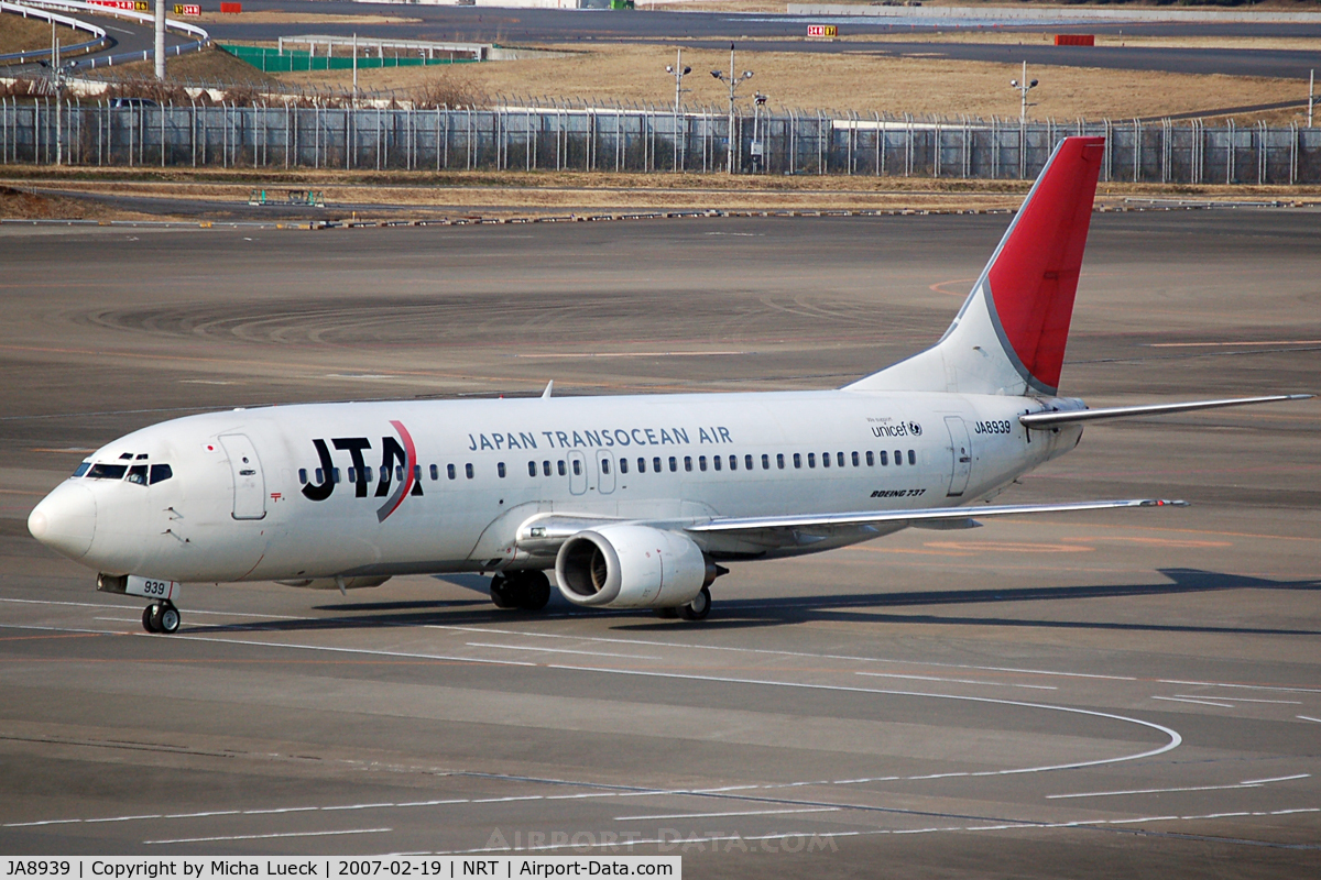 JA8939, 1999 Boeing 737-4Q3 C/N 29486, At Narita