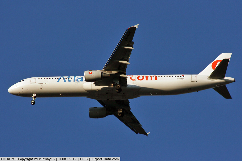 CN-ROM, 2007 Airbus A321-211 C/N 3070, atlas.blue A321 landing on rwy 34