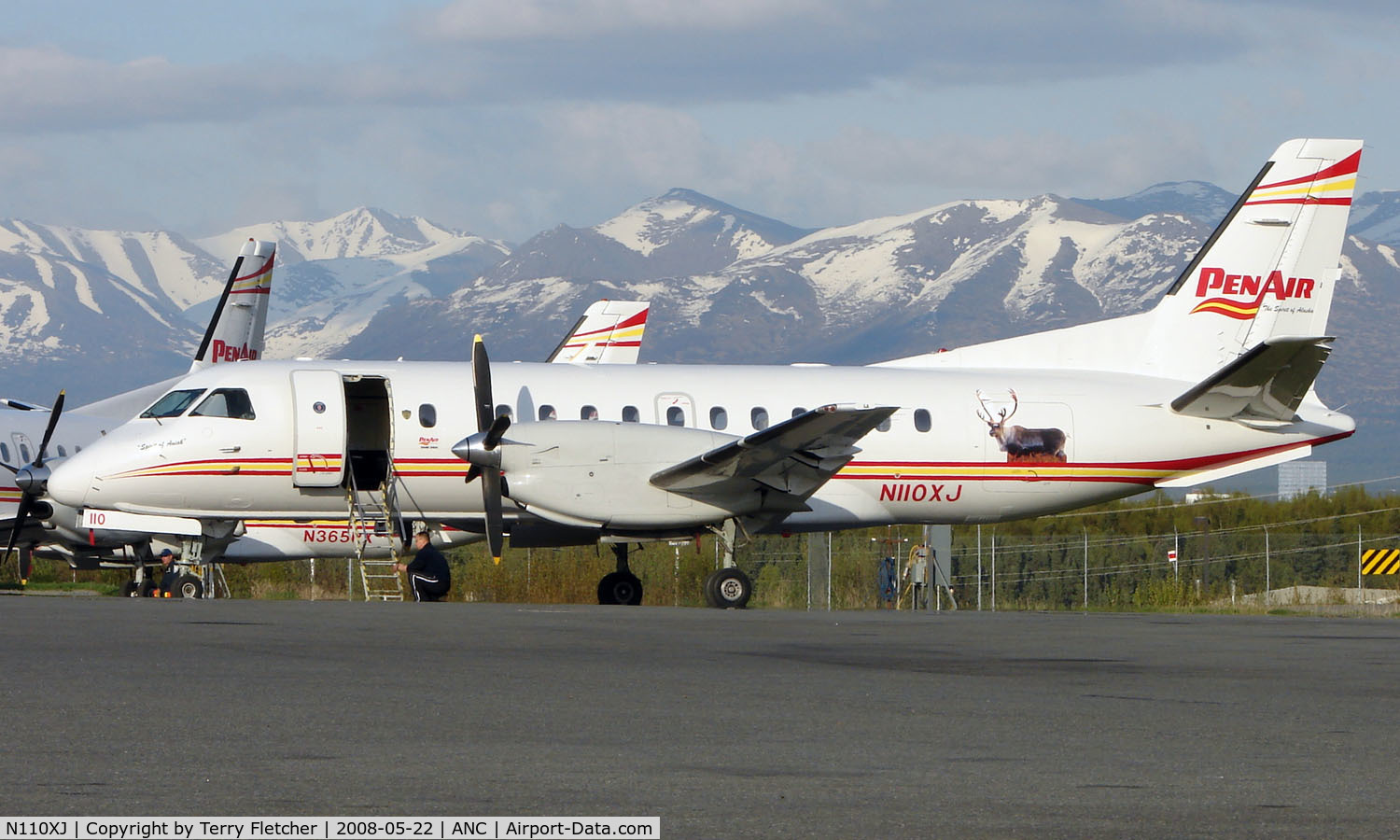 N110XJ, 1988 Saab 340A C/N 340A-110, Saab340 on Penair Ramp at the end of the day
