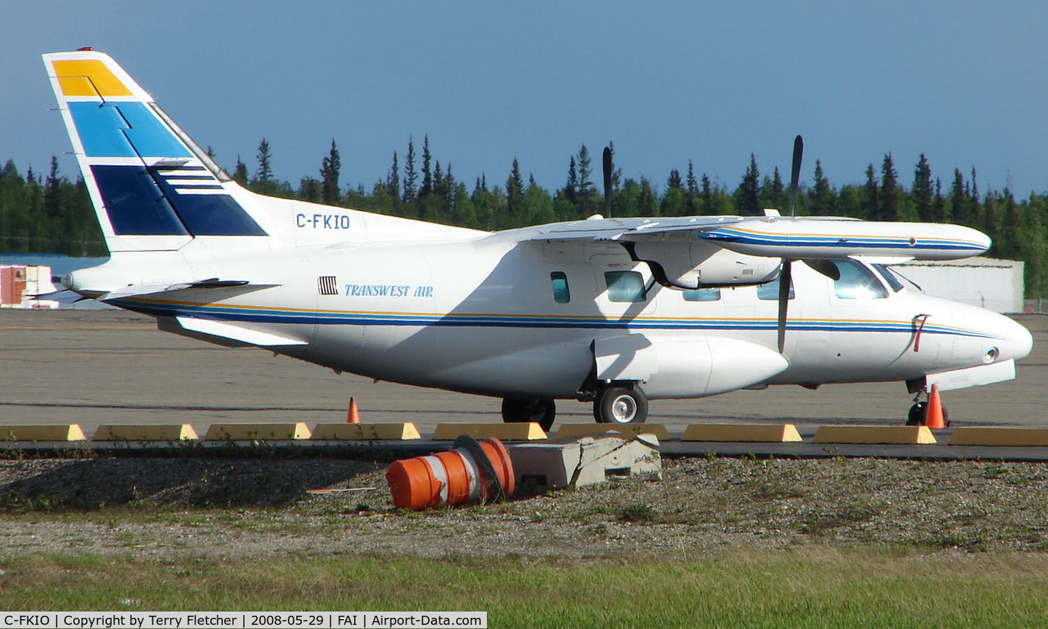 C-FKIO, Mitsubishi MU-2B-36A C/N 725SA, Transwest Air Mu2 at Fairbanks int