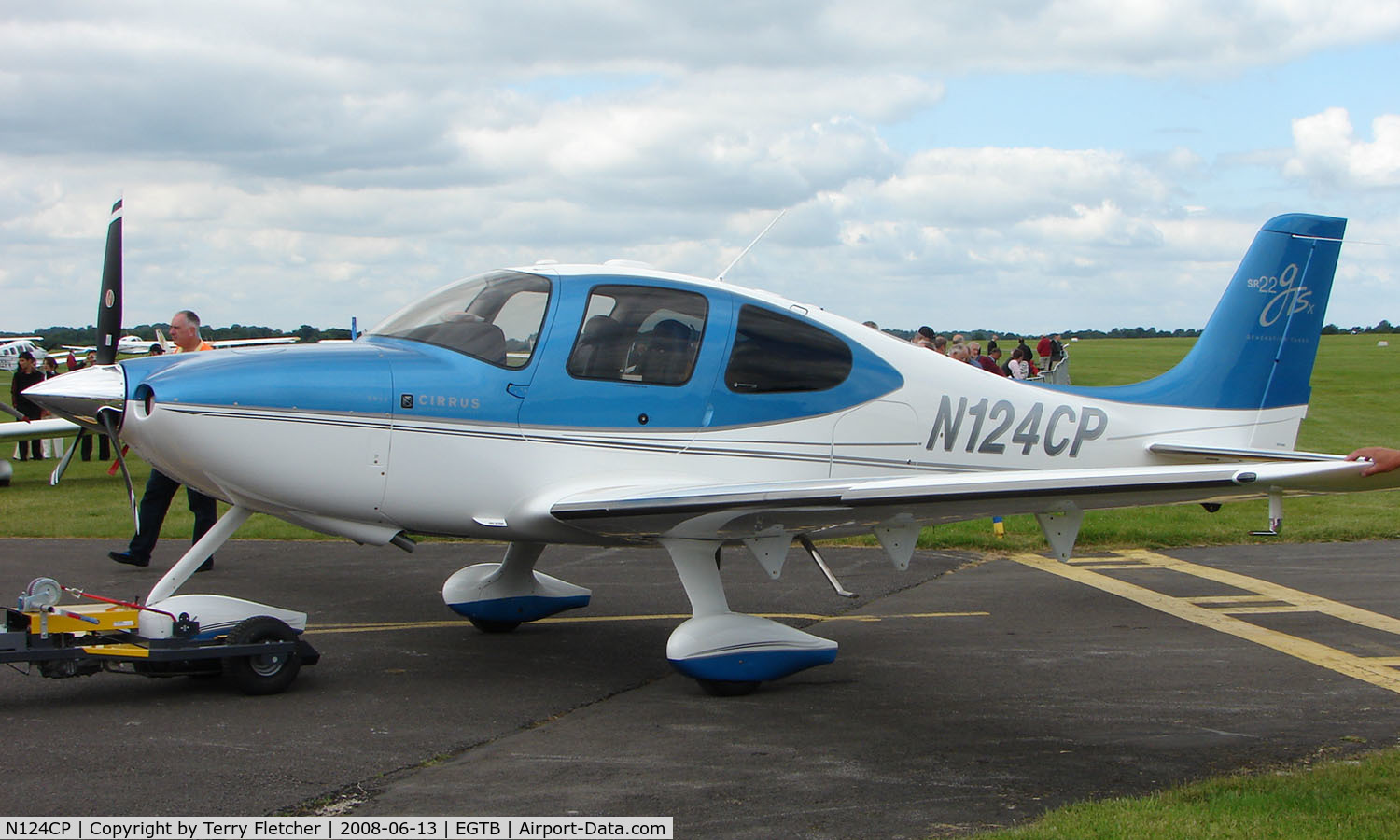 N124CP, 2008 Cirrus SR22 GTS C/N 3040, Visitor  during  AeroExpo 2008 at Wycombe Air Park , Booker , United Kingdom