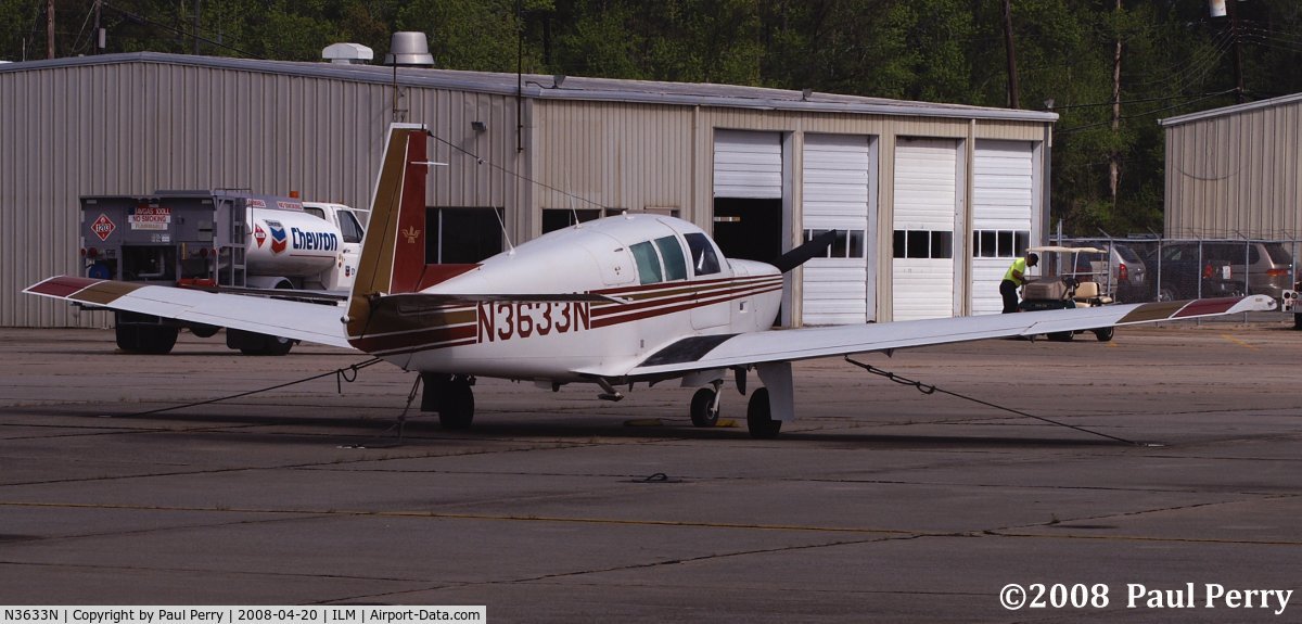 N3633N, 1967 Mooney M-20G Statesman C/N 680019, Another of the distinctive tails on the ramp