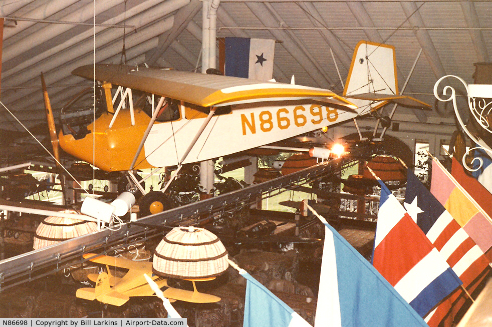N86698, 1965 Pietenpo Air Camper C/N D-1, Hanging from the ceiling of the Flying Lady Restaurant in Morgan Hill, CA