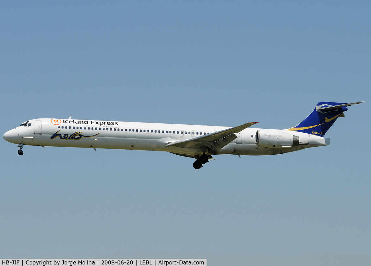 HB-JIF, 1998 McDonnell Douglas MD-90-30 (JAA) C/N 53462, Hello, on final to RWY 25R.