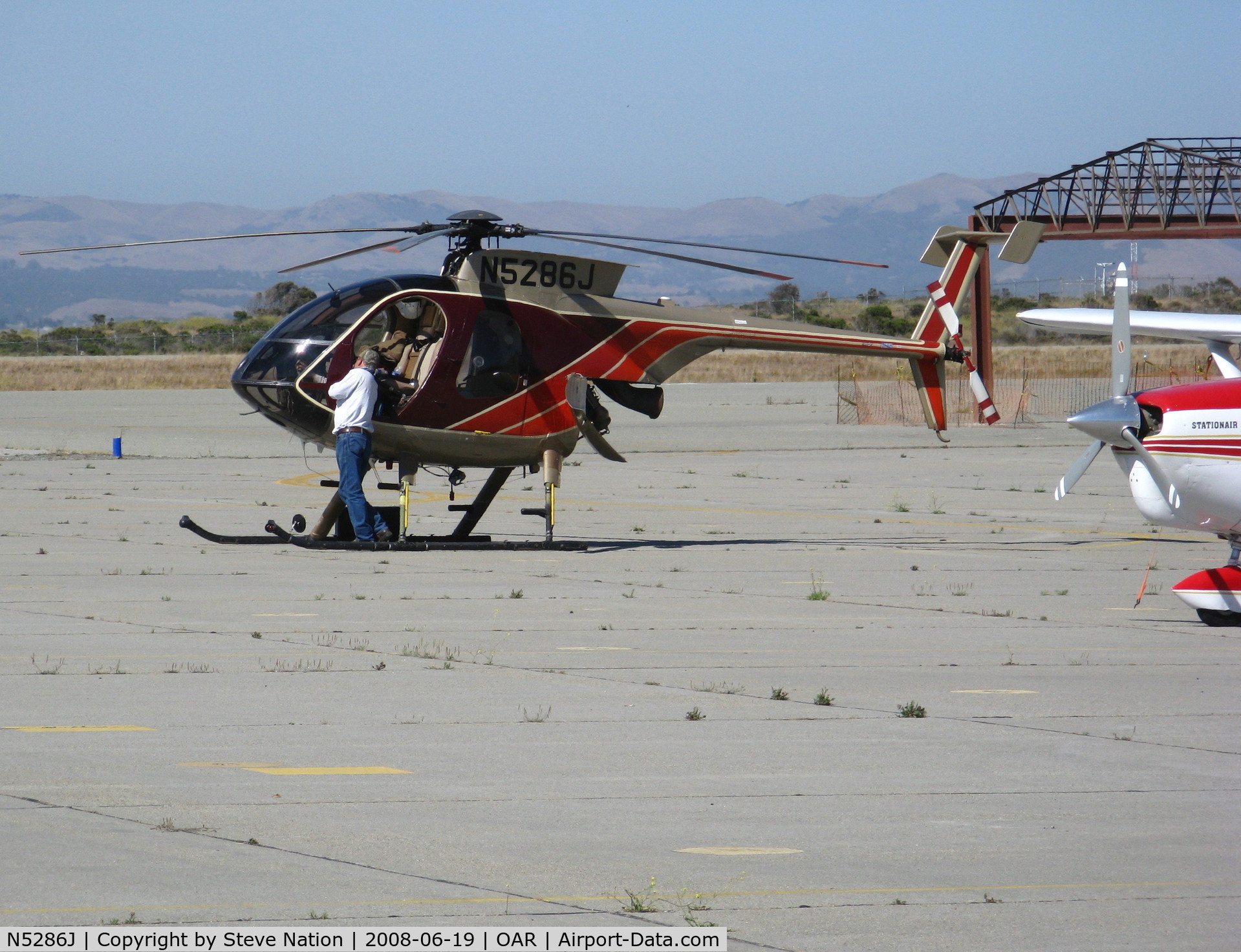 N5286J, Hughes 369E C/N 0192E, Hughes Helicopters Inc 369E in late afternoon sun @ Seaside, CA