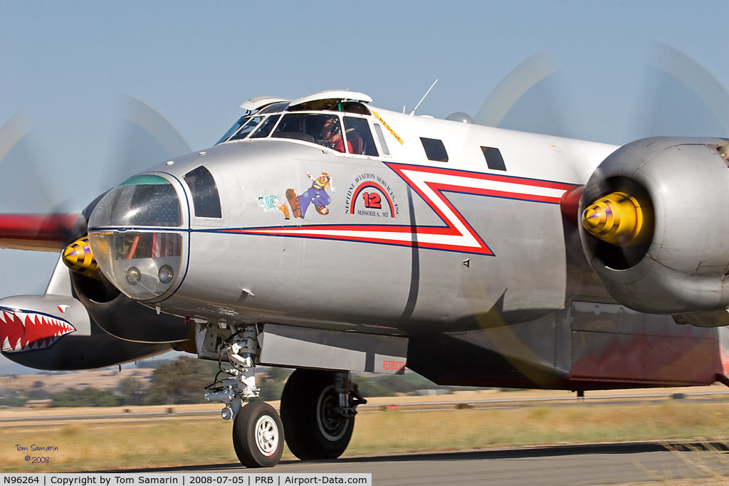 N96264, Lockheed P2V-5F Neptune C/N 426-5192, Tanker 12 taxis toward the Cal Fire Air Attack Base at Paso Robles, CA