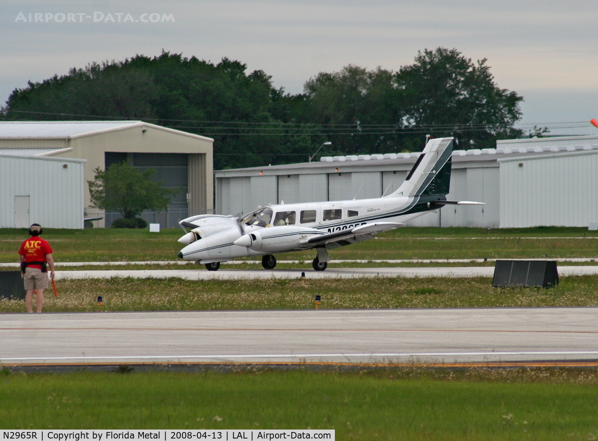 N2965R, 1979 Piper PA-34-200T Seneca II C/N 34-7970425, Piper comes in nose gear collapsed - pilot and passenger were unharmed