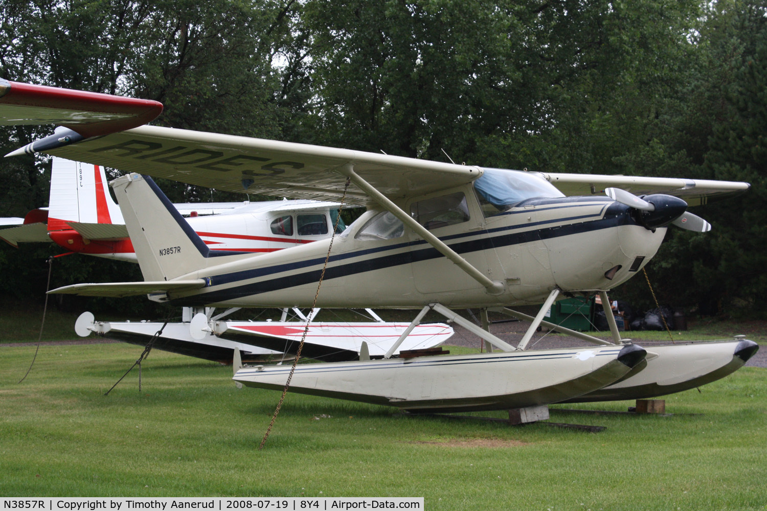 N3857R, 1966 Cessna 172H C/N 17255357, Tied down at Surfside Seaplane Base.