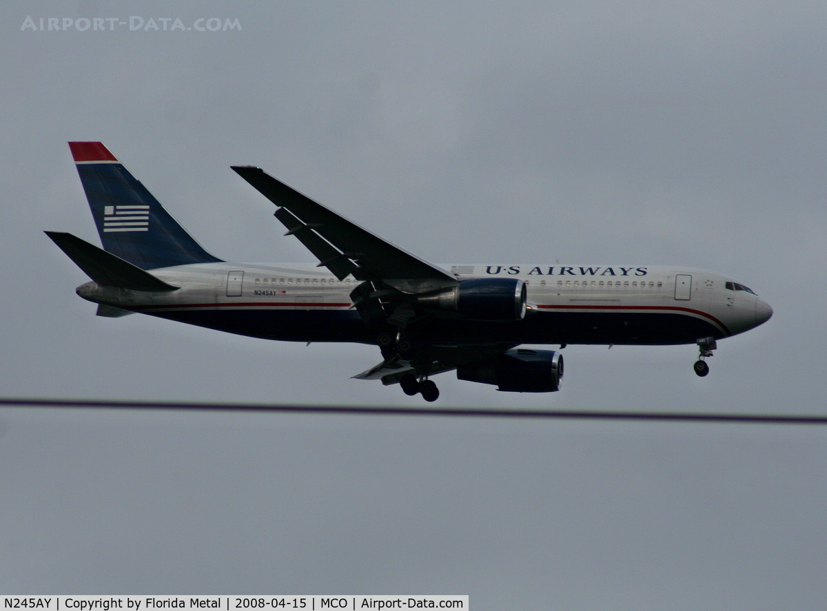 N245AY, 1987 Boeing 767-201 C/N 23897, US Airways 767-200 arriving from PHL