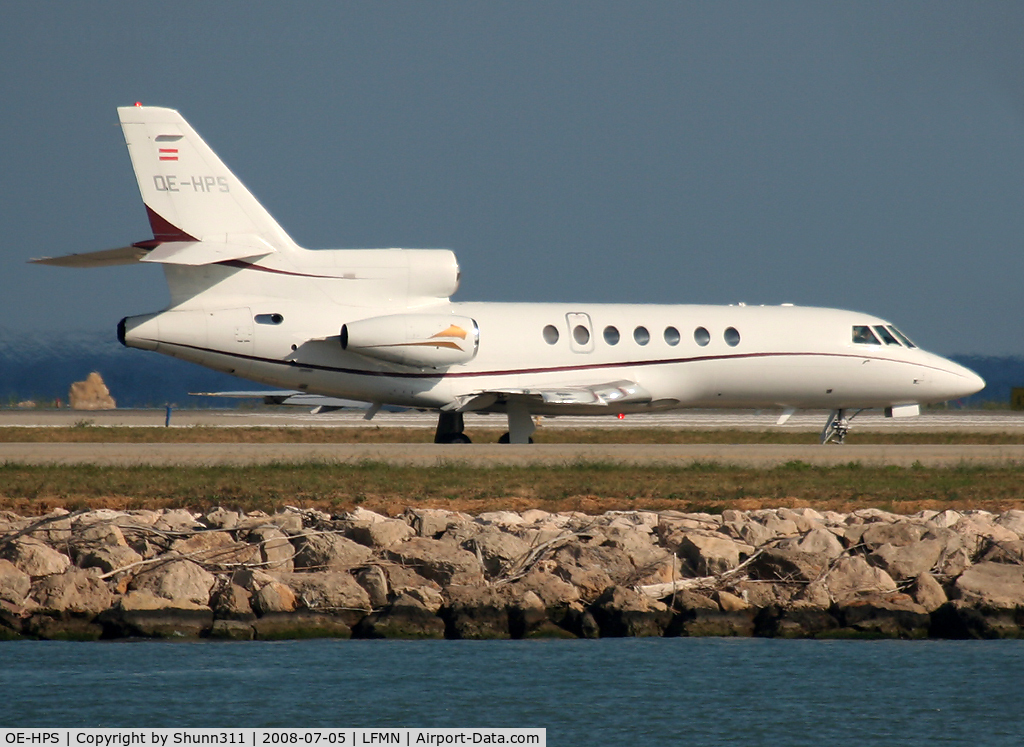 OE-HPS, 2005 Dassault Falcon 50EX C/N 334, Rolling holding point rwy 05L for departure...