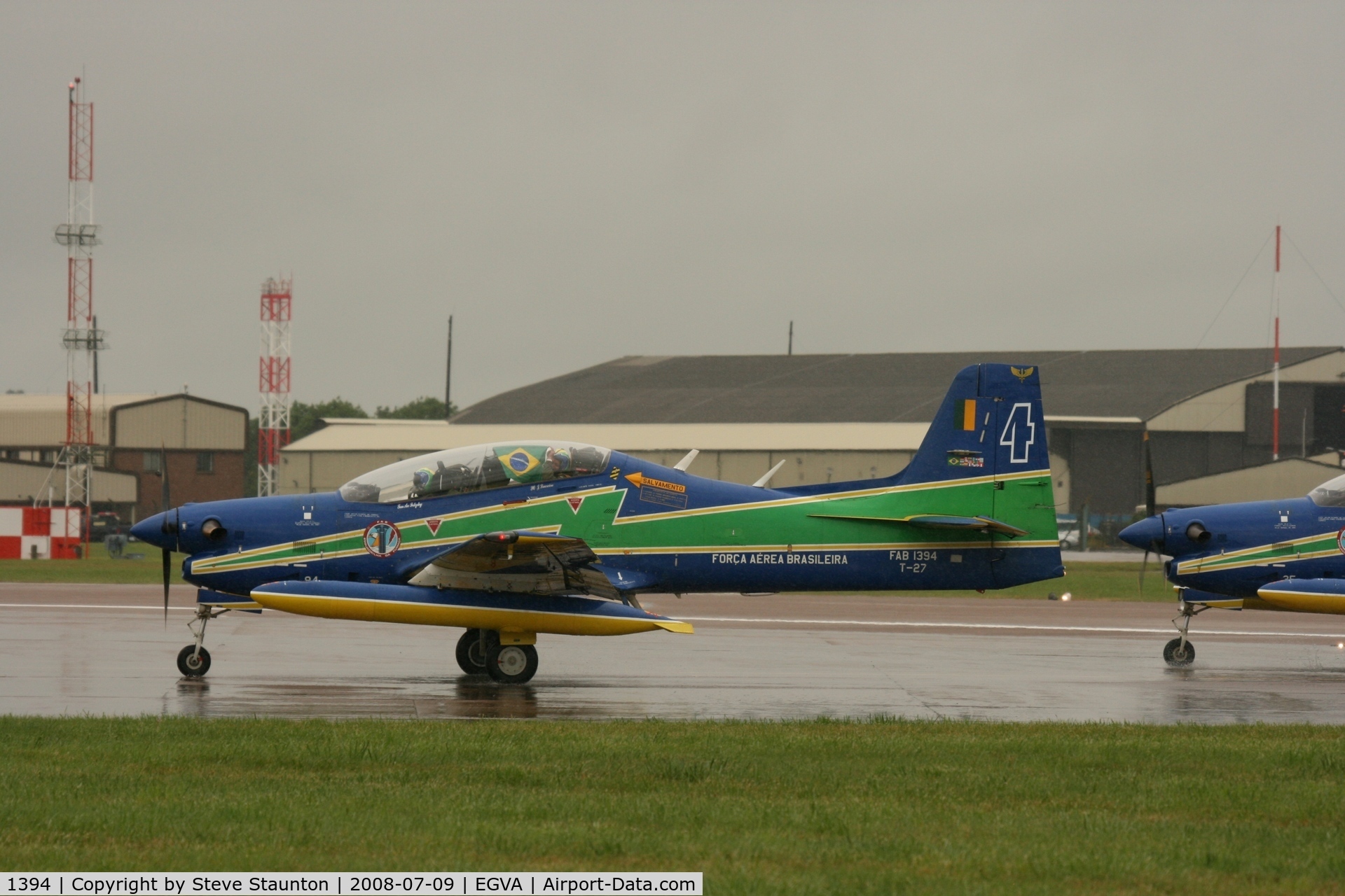 1394, Embraer T-27 Tucano (EMB-312) C/N 312145, Taken at the Royal International Air Tattoo 2008 during arrivals and departures (show days cancelled due to bad weather)
