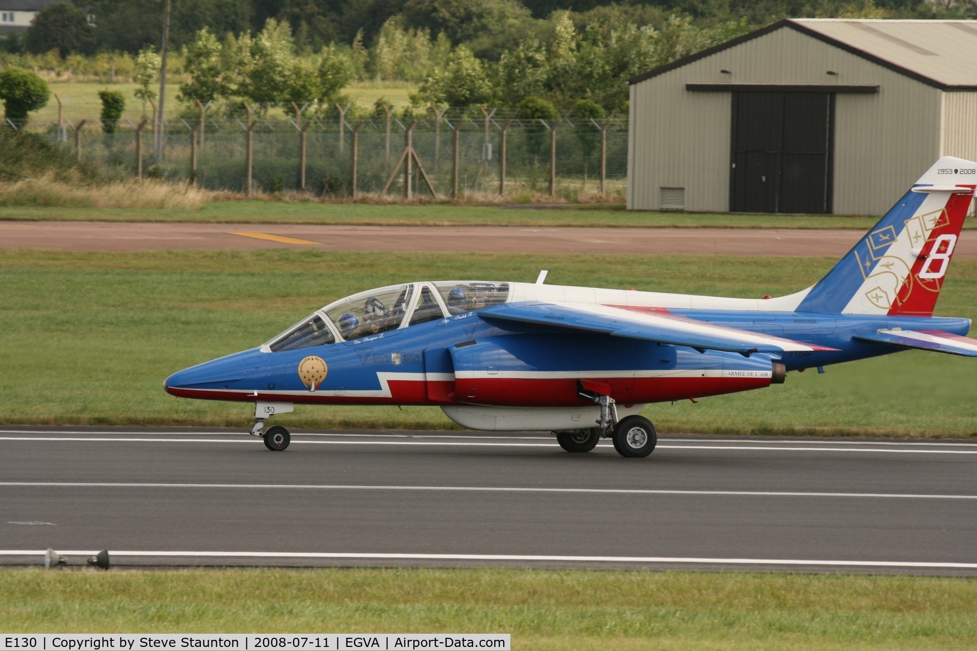 E130, Dassault-Dornier Alpha Jet E C/N E130, Taken at the Royal International Air Tattoo 2008 during arrivals and departures (show days cancelled due to bad weather)
