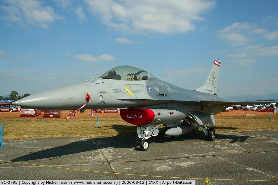 81-0795, 1981 General Dynamics F-16A/ADF Fighting Falcon C/N 61-476, 178th Fighter Squadron / 119th Fighter Wing , North Dakota ANG