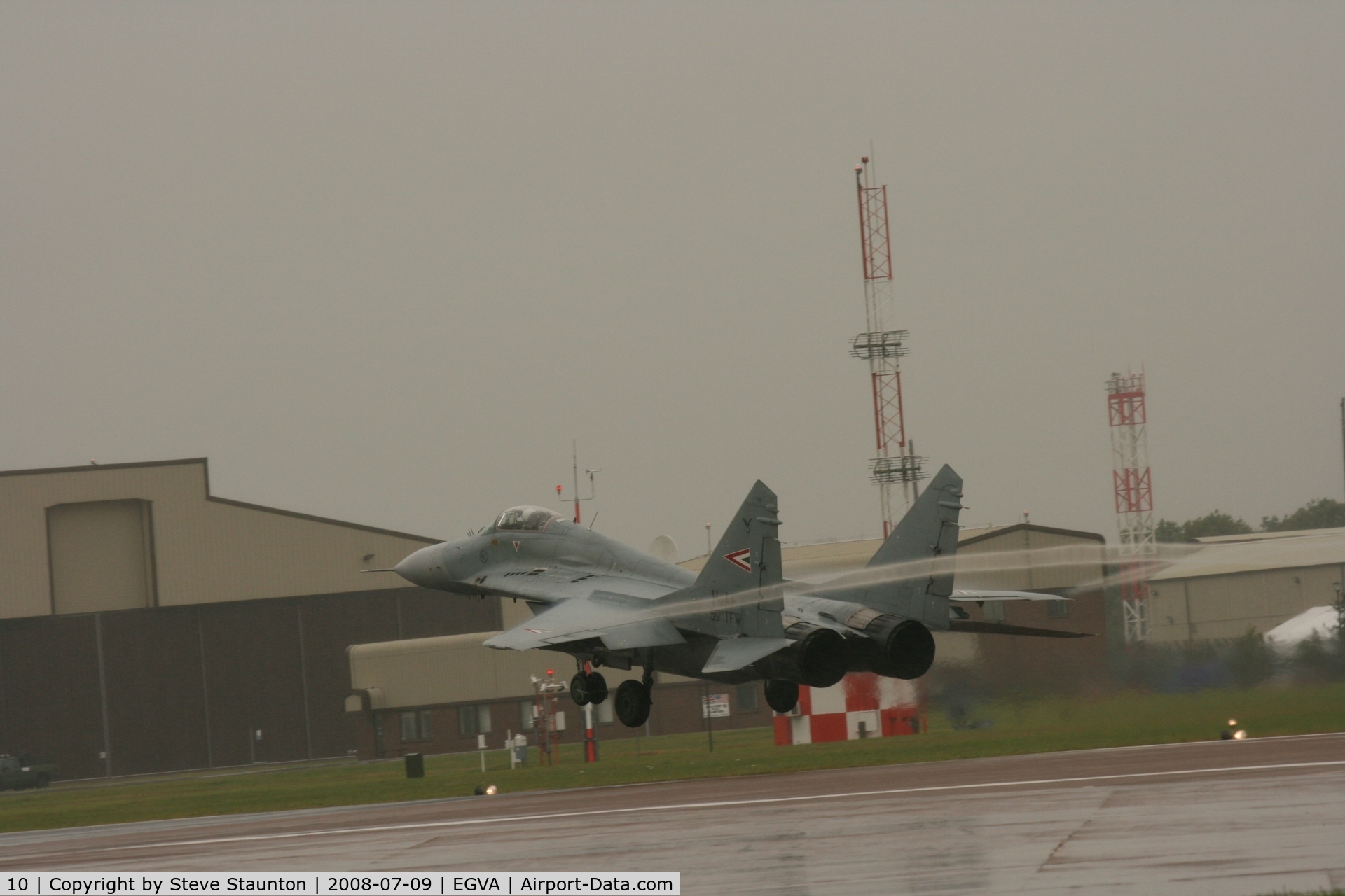 10, Mikoyan-Gurevich MiG-29B C/N 2960535158, Taken at the Royal International Air Tattoo 2008 during arrivals and departures (show days cancelled due to bad weather)