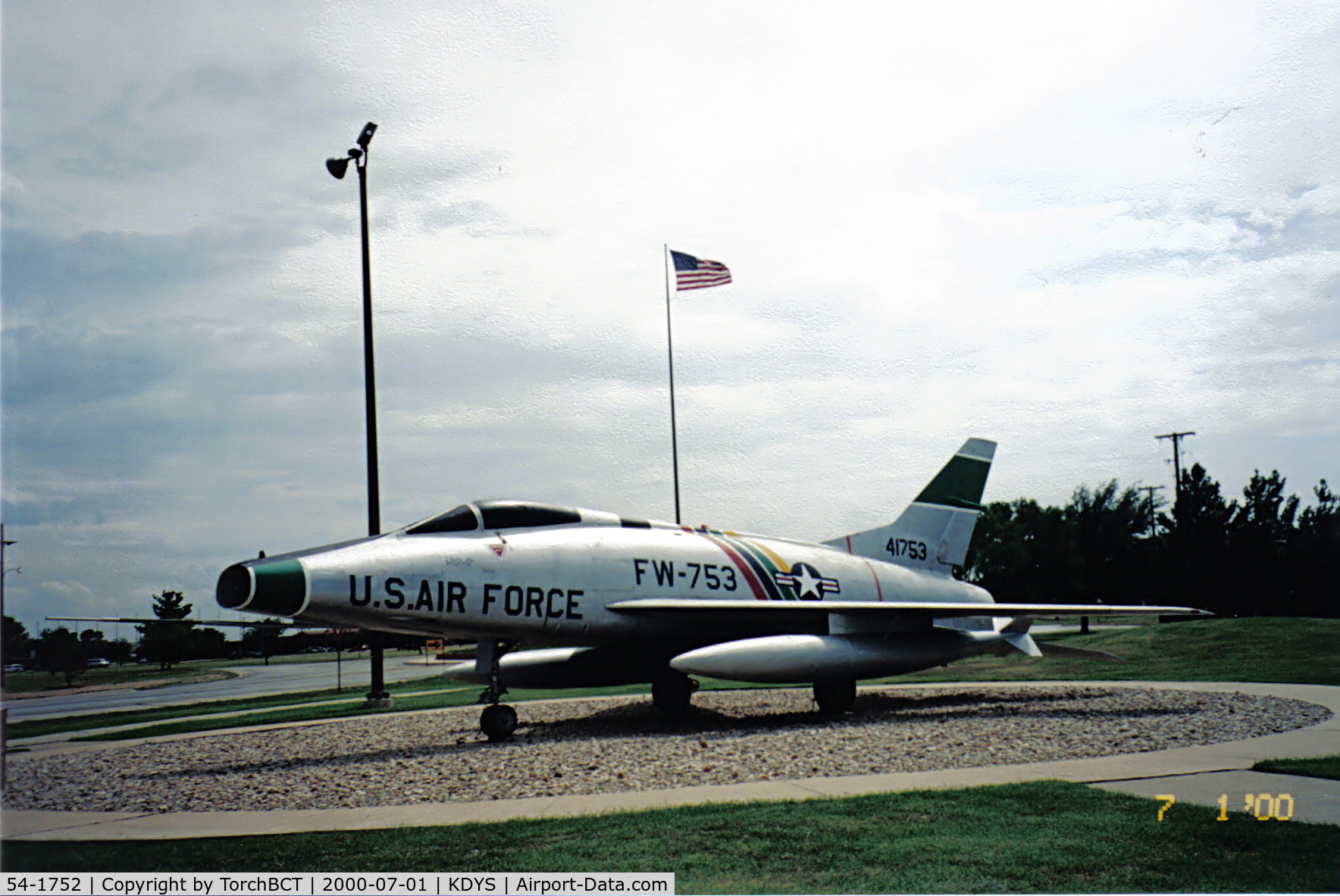 54-1752, 1954 North American F-100C Super Sabre C/N 217-13, 54-1752 displayed as 54-1753 at Dyess AFB Display