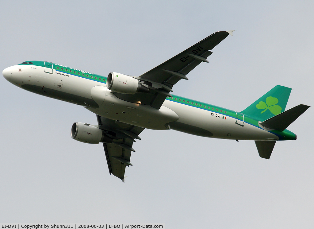 EI-DVI, 2008 Airbus A320-214 C/N 3501, Take off rwy 32L for delivery flight...