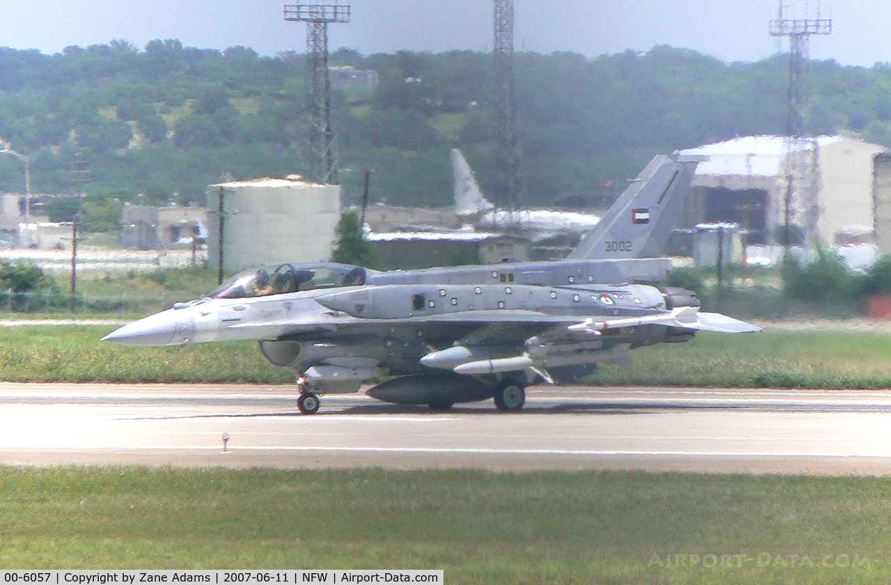 00-6057, 2000 Lockheed Martin F-16F Fighting Falcon C/N RF-2, UAE (3002) F-16F Block 60 out for a test flight at Lockheed Martin. Sorry for the dark sopt in the photo...fence got in the way...grrr