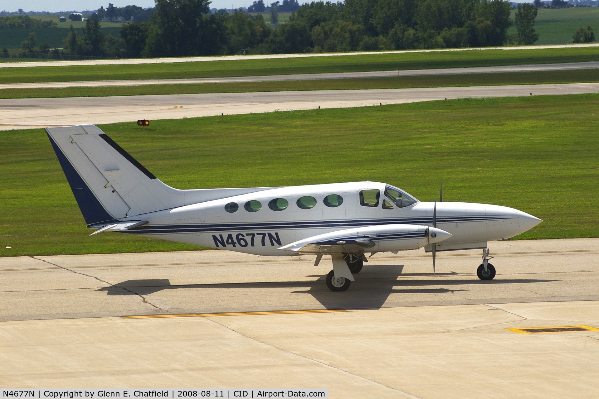 N4677N, 1978 Cessna 414A Chancellor C/N 414A0068, Taxiing to Landmark FBO, as seen from my office window.