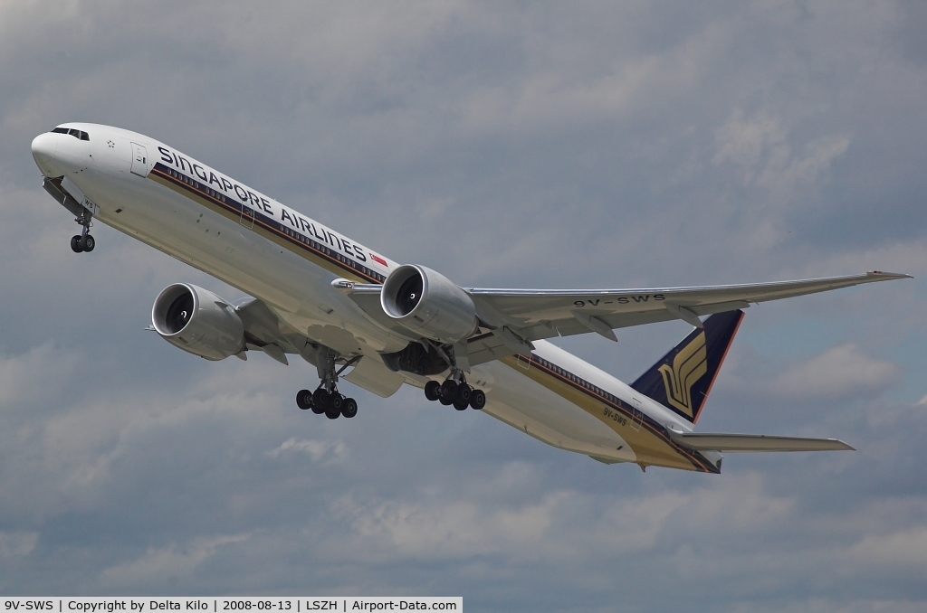 9V-SWS, 2008 Boeing 777-312/ER C/N 34584, SINGAPORE AIRLINES climbing out of Singapore