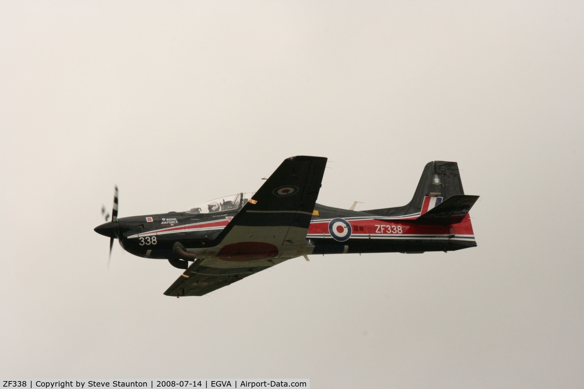 ZF338, 1991 Short S-312 Tucano T1 C/N S102/T73, Taken at the Royal International Air Tattoo 2008 during arrivals and departures (show days cancelled due to bad weather)