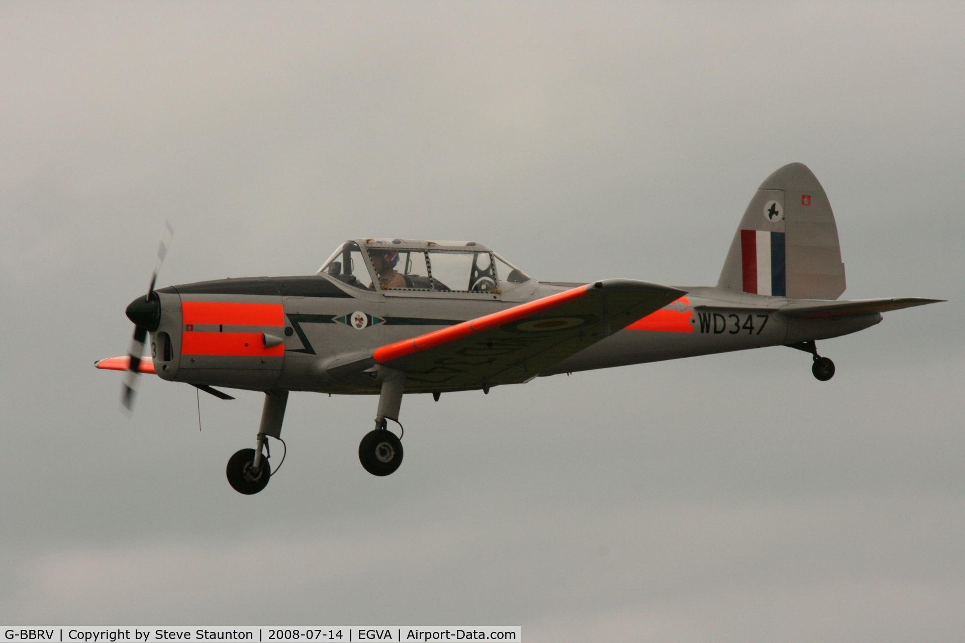 G-BBRV, 1951 De Havilland DHC-1 Chipmunk T.10 C/N C1/0284, Taken at the Royal International Air Tattoo 2008 during arrivals and departures (show days cancelled due to bad weather)