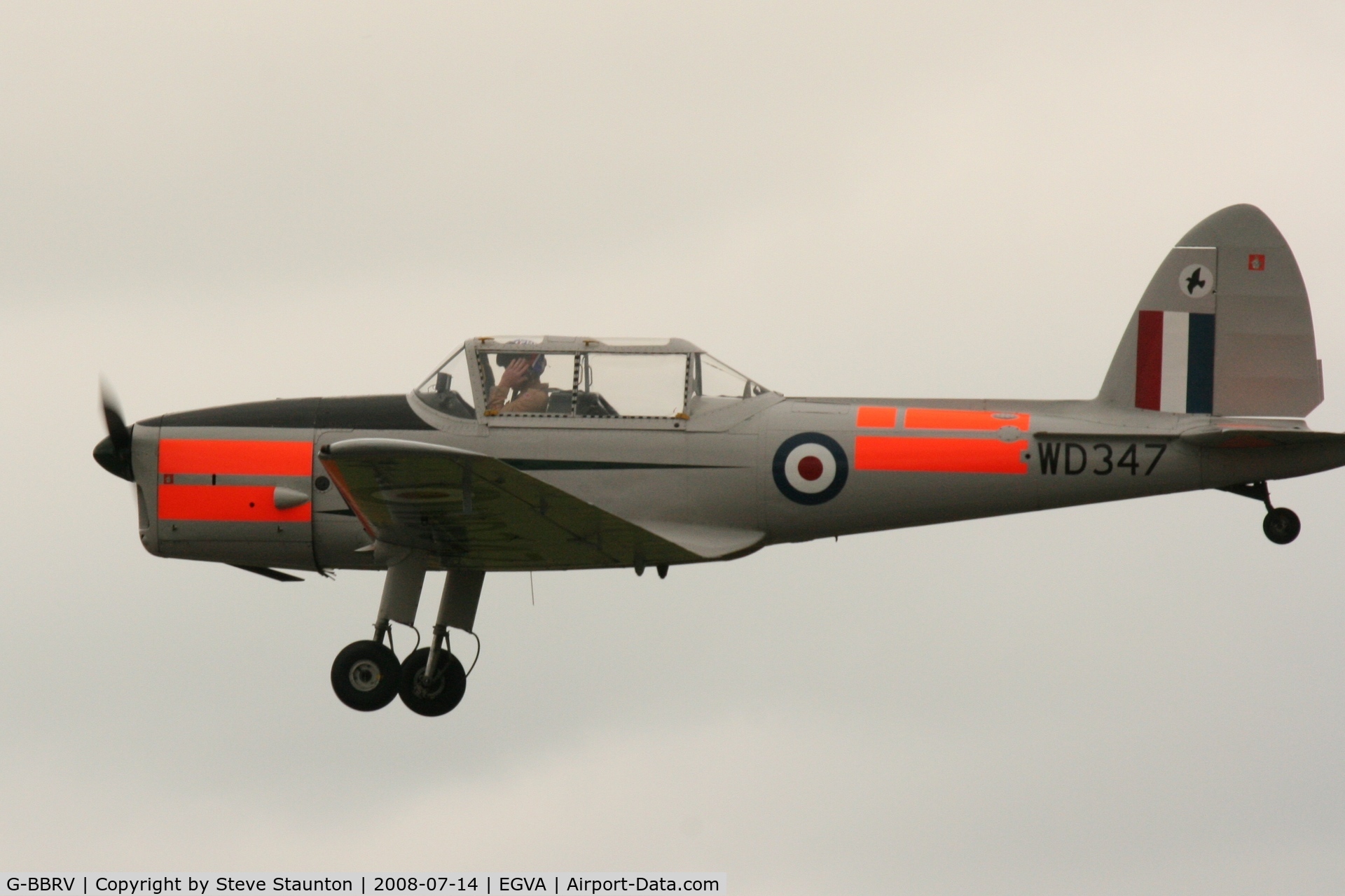 G-BBRV, 1951 De Havilland DHC-1 Chipmunk T.10 C/N C1/0284, Taken at the Royal International Air Tattoo 2008 during arrivals and departures (show days cancelled due to bad weather)
