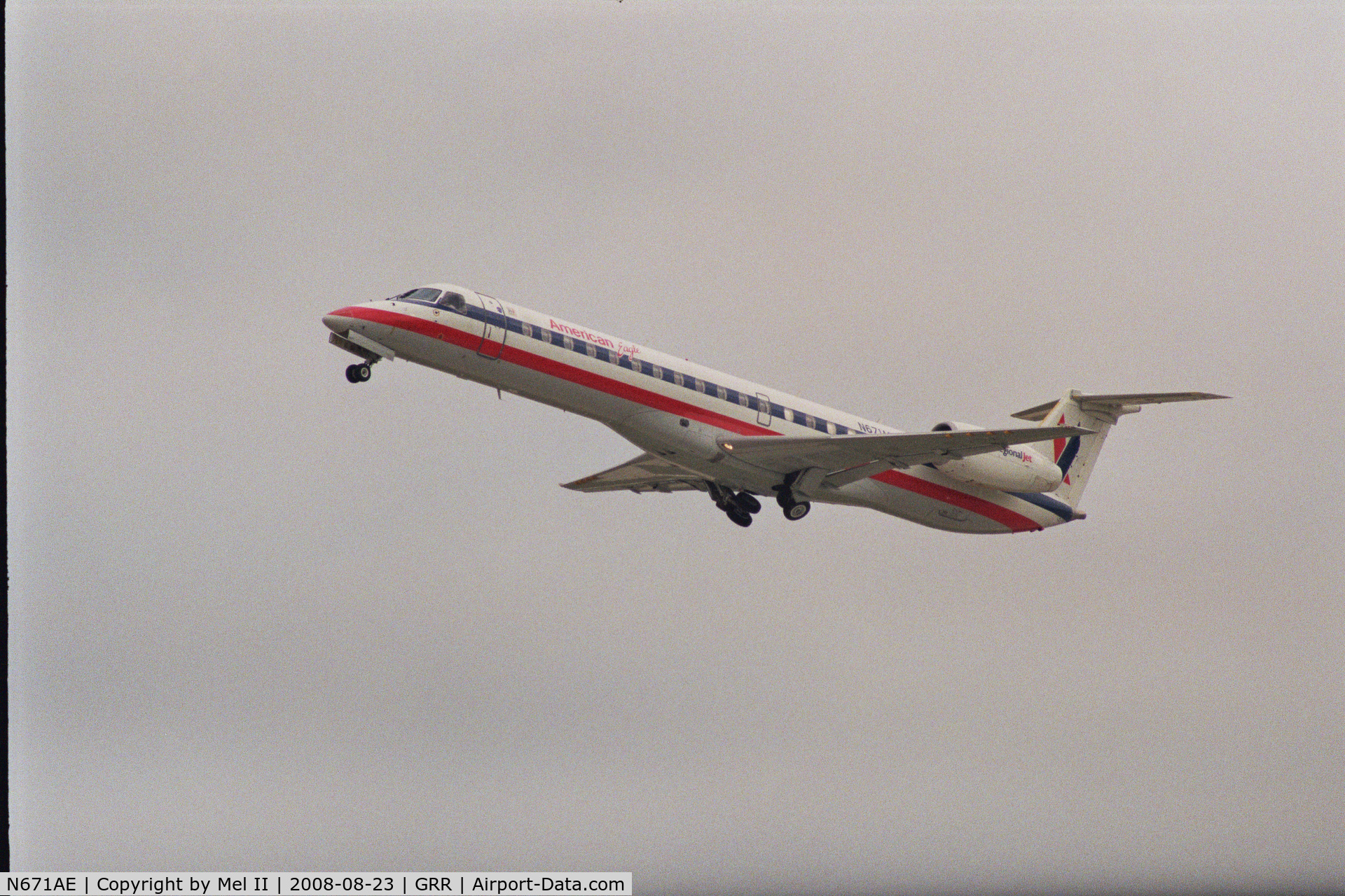 N671AE, 2004 Embraer ERJ-145LR (EMB-145LR) C/N 145793, EGF356 - GRR-ORD - Departing RWY 26L