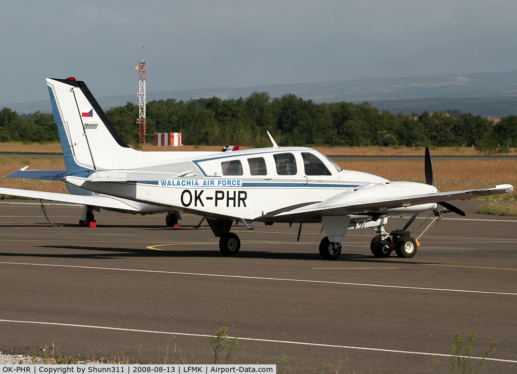 OK-PHR, Beech 58P Pressurized Baron C/N TJ-237, Parked at the Airclub... Additinal 'Walachia Air Force' titles...
