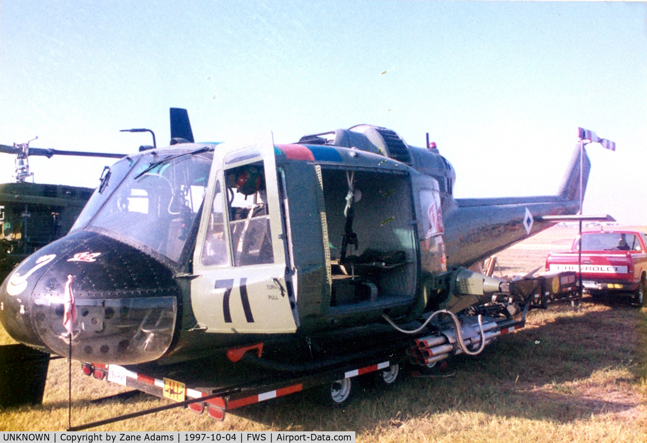 UNKNOWN, , UH-1B Vietnam helicopter traveling display.