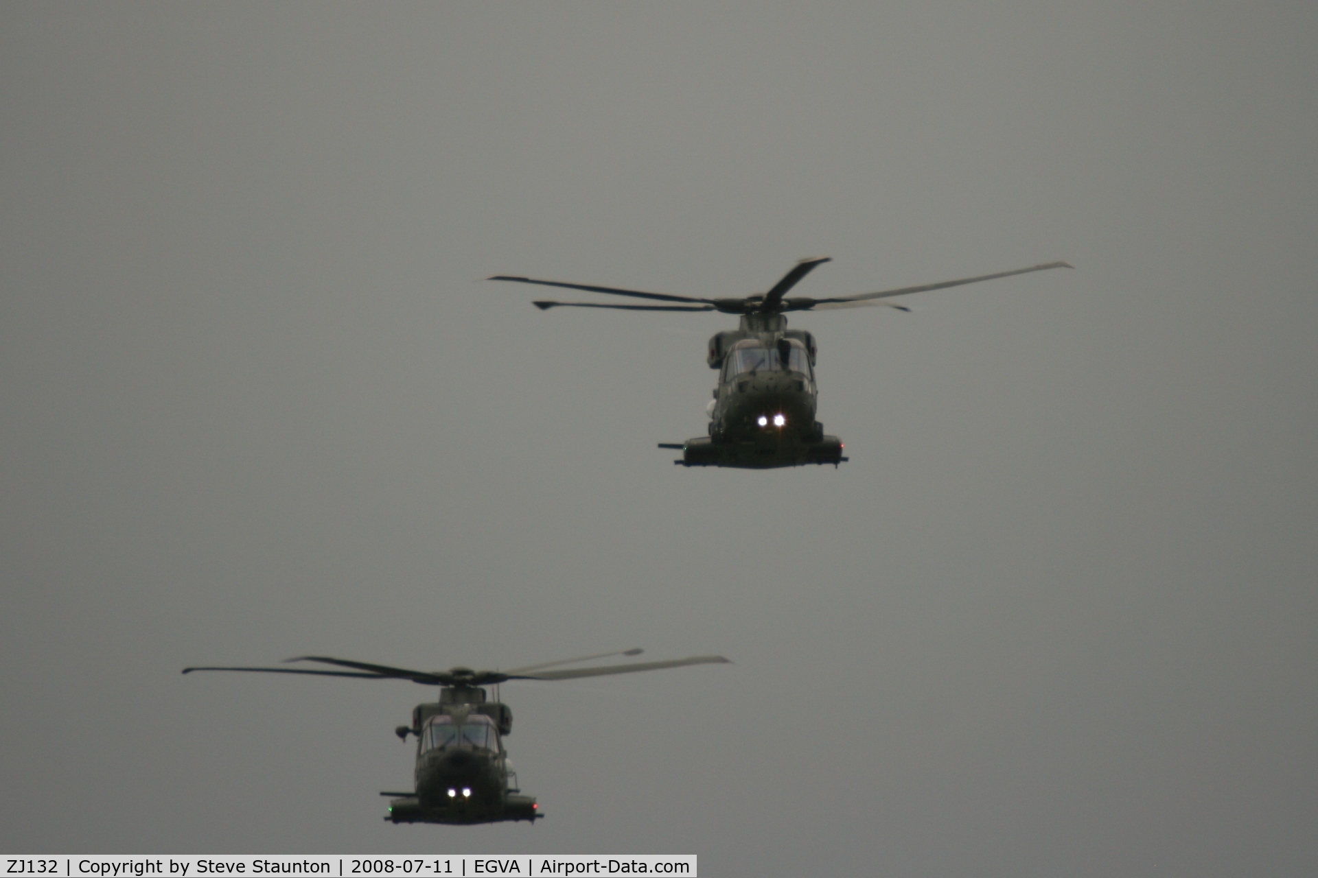 ZJ132, Westland Merlin HC.3 C/N 50177/RAF16, Royal Air Force 90th Anniversary fly past 11th July 2008 at RIAT Fairford in front of Her Majesty The Queen on a cold, wet and gloomy English Summers Day