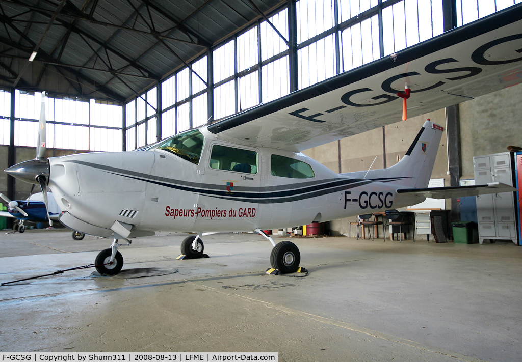 F-GCSG, Cessna T210N Turbo Centurion C/N 21063870, Parked inside Airclub's hangar and used by firemen in summer...