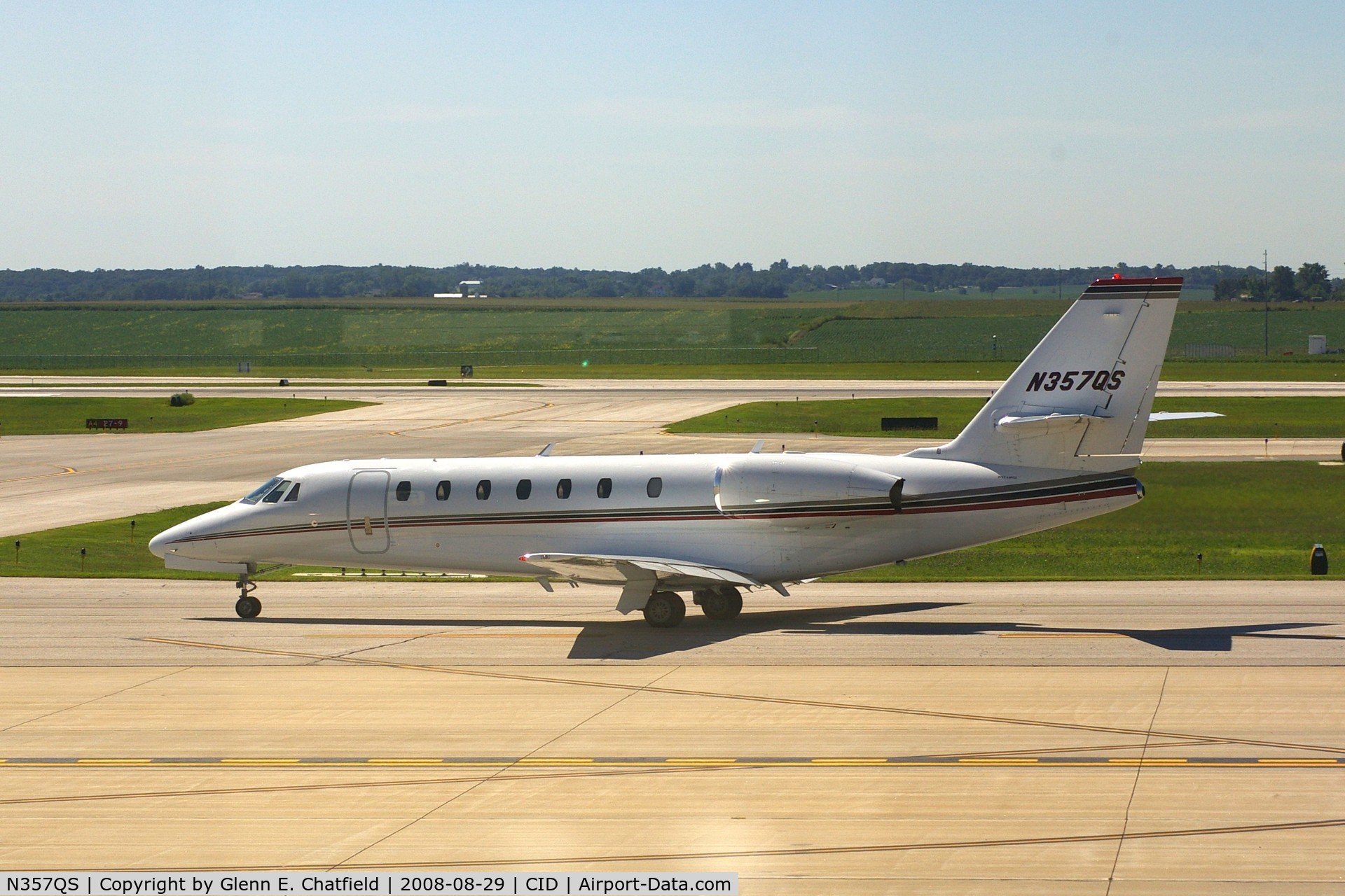 N357QS, 2007 Cessna 680 Citation Sovereign C/N 680-0155, Taxiing to Runway 27 for departure.