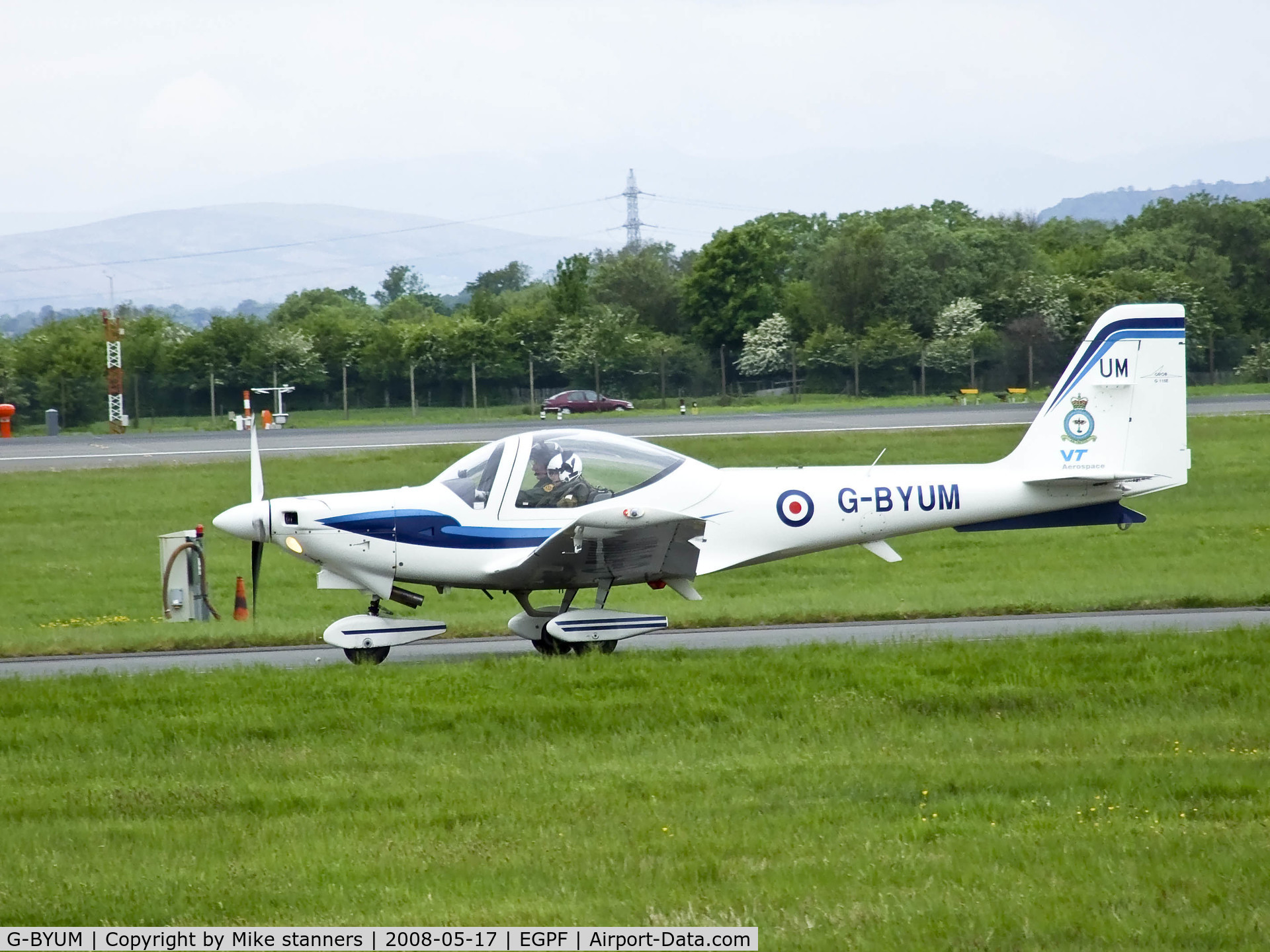 G-BYUM, 1999 Grob G-115E Tutor T1 C/N 82098/E, 1 EFTS Tutor taxiing out a Glasgow,call sign 