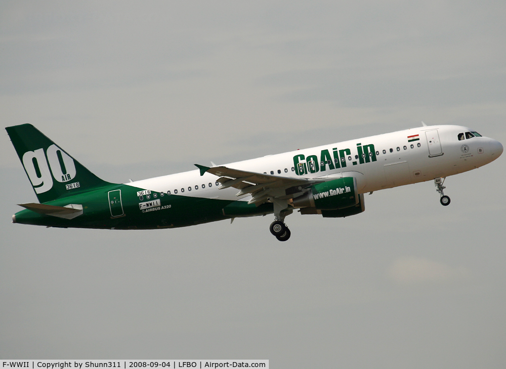 F-WWII, 2008 Airbus A320-214 C/N 3616, C/n 3616 - New c/s scheme for this new Go Air... To be VT-WAH