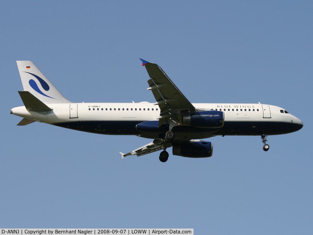 D-ANNJ, 2002 Airbus A320-232 C/N 1896, approaching rwy 34; Blue Wings Airbus A320-232