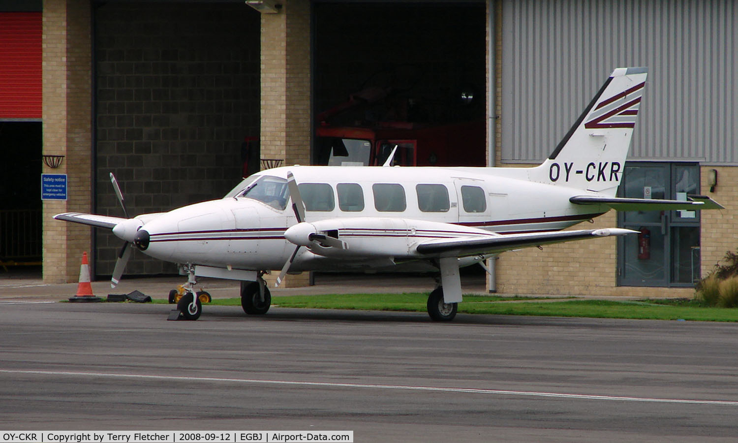 OY-CKR, Piper PA-31-350 Chieftain C/N 31-7652124, noted at Gloucestershire Airport  UK in Sept 2008
