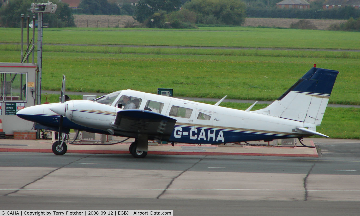 G-CAHA, 1977 Piper PA-34-200T Seneca II C/N 34-7770010, Piper Seneca noted at Gloucestershire Airport  UK in Sept 2008