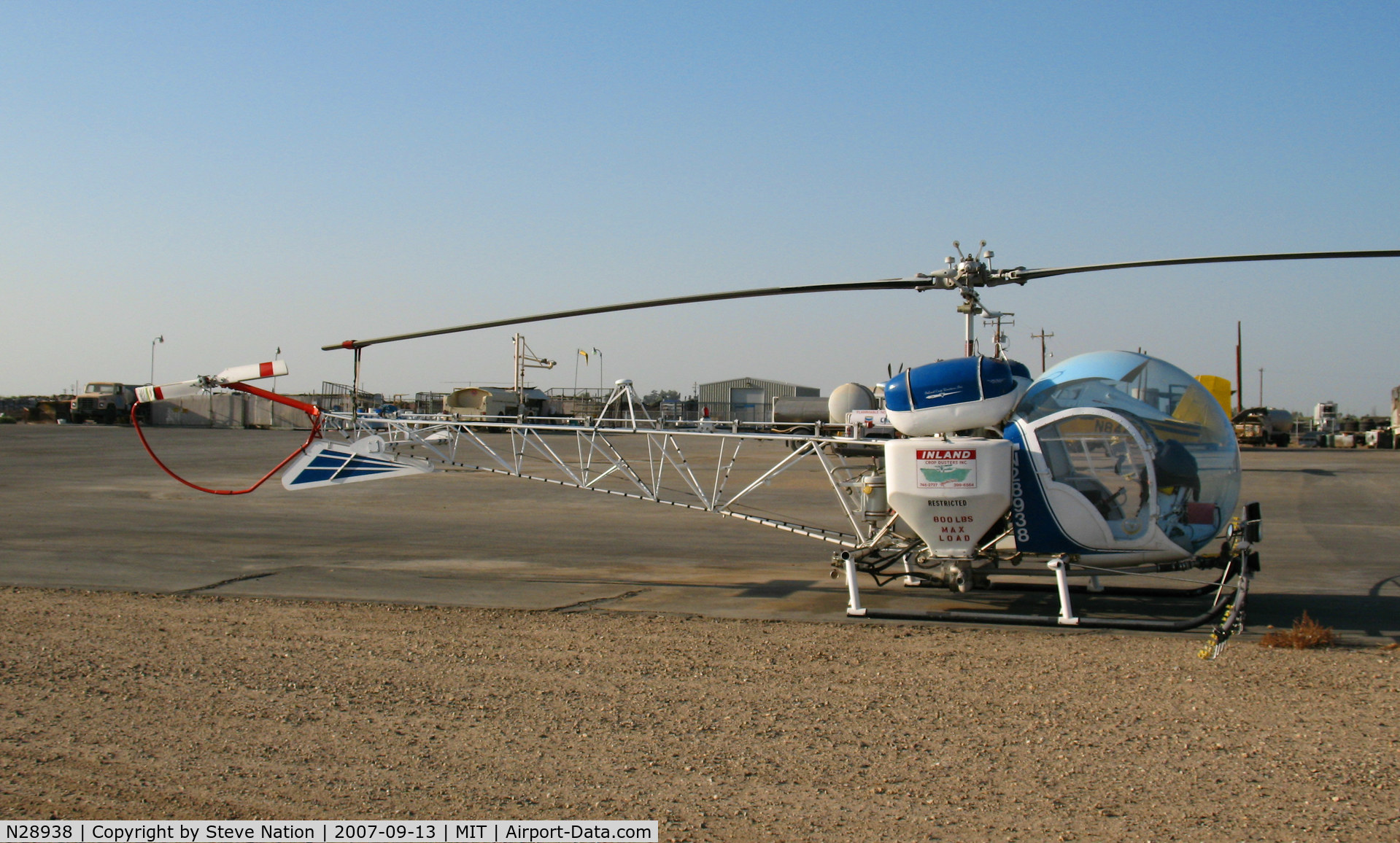 N28938, 1970 Bell 47G-4A C/N 7728, Inland Crop Dusters 1970 Bell 47G-4A as sprayer and in non-standard colors @ Shafter, CA
