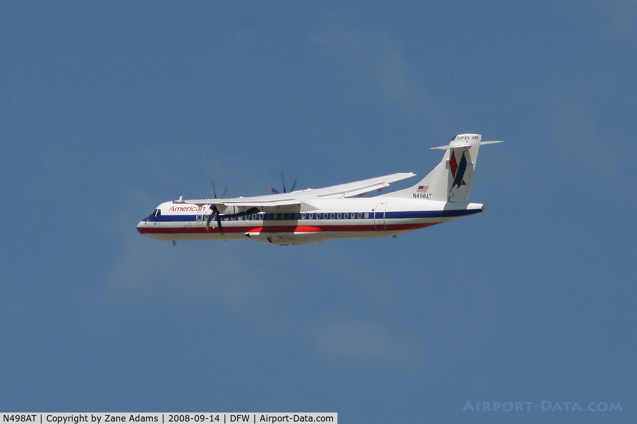 N498AT, 1997 ATR 72-212A C/N 498, American Eagle departing runway 36R at DFW