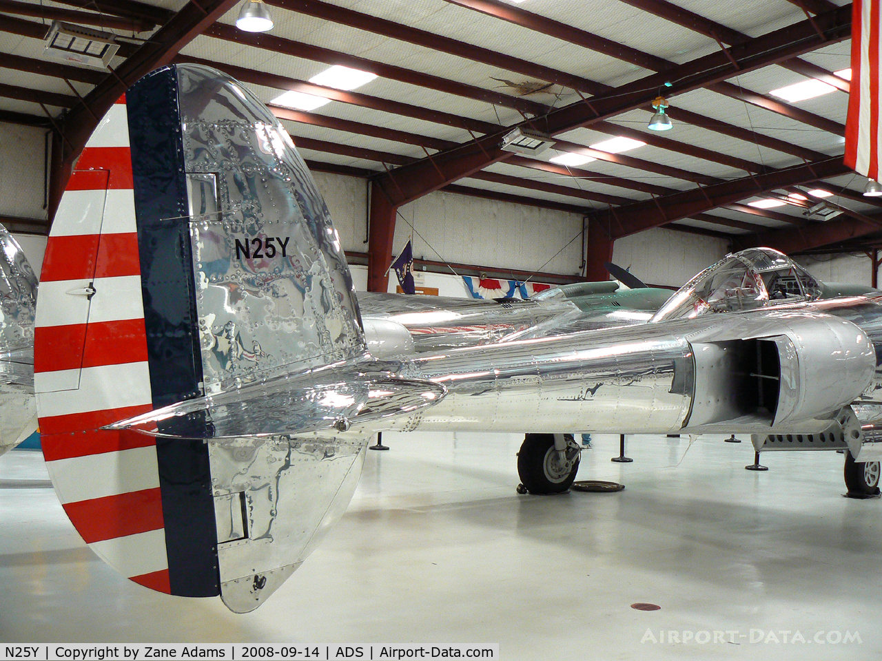 N25Y, 1944 Lockheed P-38L-5LO Lightning C/N AF44-53254, The former White Lightning of Lefty Gardner now owned by Red Bull - restored by Ezell Aviation - At the Cavanaugh museum on it's way to Austria. WOW!