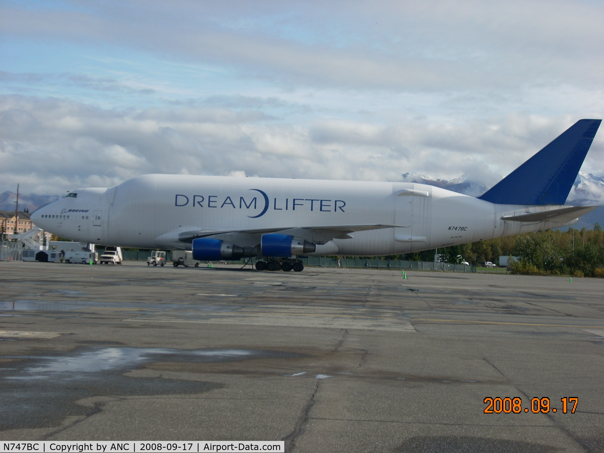 N747BC, 1992 Boeing 747-4J6 C/N 25879, DREAMLIFTER ON RAMP AT ANC
