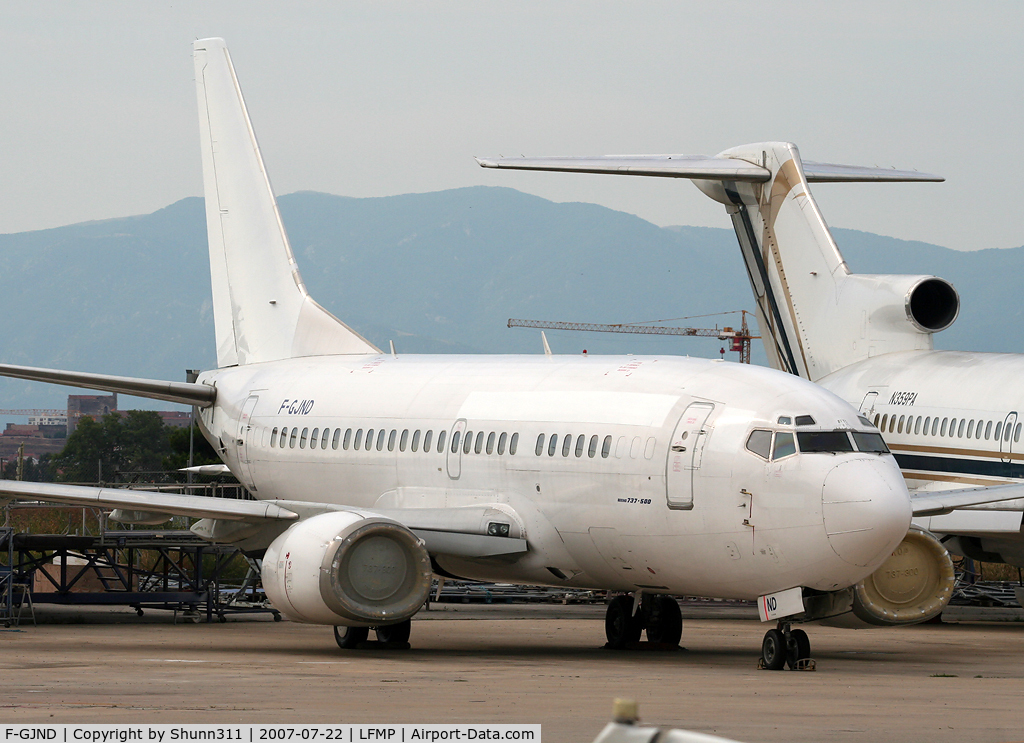 F-GJND, 1991 Boeing 737-528 C/N 25229, Returned to lessor and stored in all white c/s at PGF for a new owner...