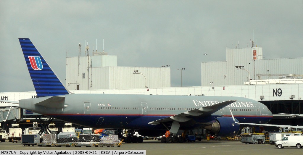 N787UA, 1997 Boeing 777-222 C/N 26939, At Seattle Tacoma