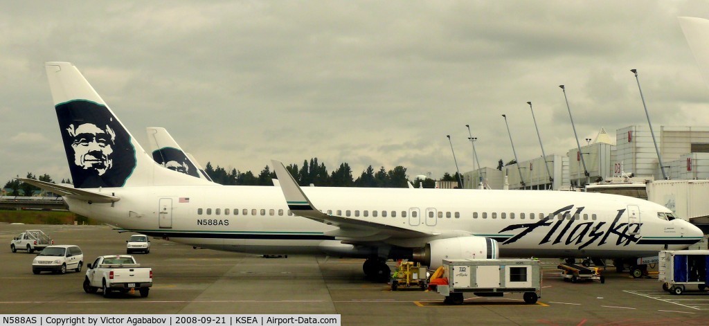 N588AS, 2007 Boeing 737-890 C/N 35685, At Seattle Tacoma
