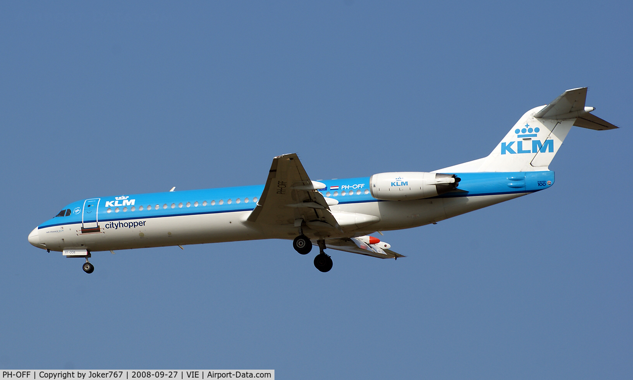 PH-OFF, 1989 Fokker 100 (F-28-0100) C/N 11274, KLM cityhopper Fokker F-100