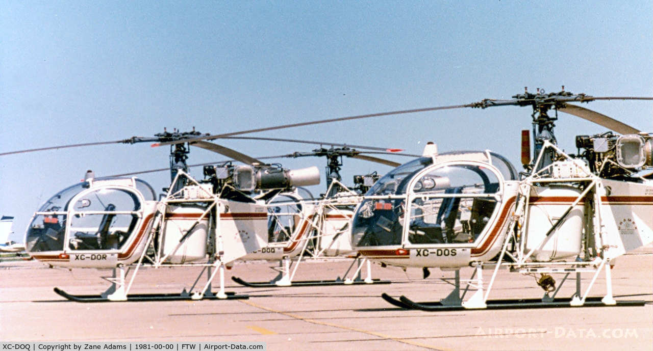 XC-DOQ, 1980 Aerospatiale SA-315B Lama C/N 2587, Registered as XC-DOQ along with two others ( XC-DOR and XC-DOS ) at Meacham Field - Exported to Austria as OE-XMH